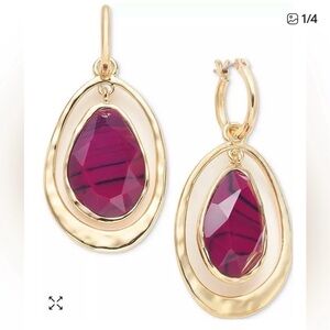 Style & Co Gold Tone Berry Epoxy Teardrop Dangle Earrings NWT
